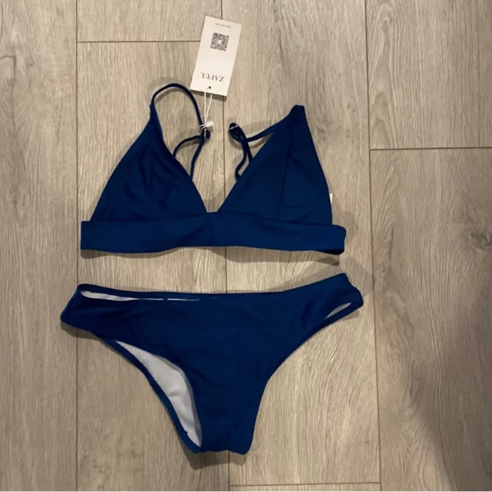Zaful Triangle Elongated Trim Bikini